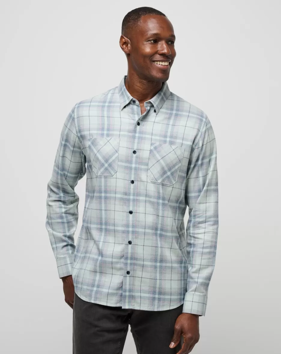 CLOUD PLAID FLANNEL BUTTON-UP*TravisMathew Cheap